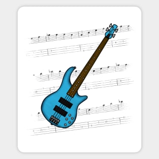 Bass Guitar Tab Bassist Music Notation Musician (Blue) Magnet
